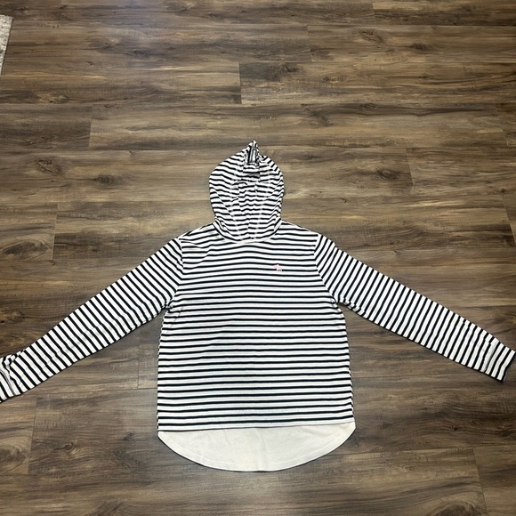💗 Abercrombie & Fitch Black and White Striped Hoodie Sweatshirt - Picture 1 of 4